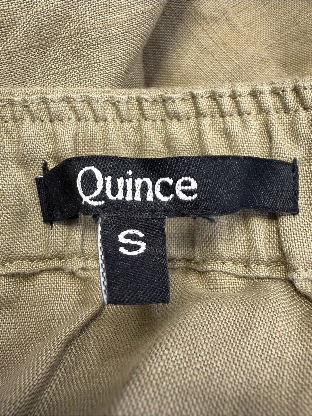 Quince European Linen Square Neck Jumpsuit Olive Green Small